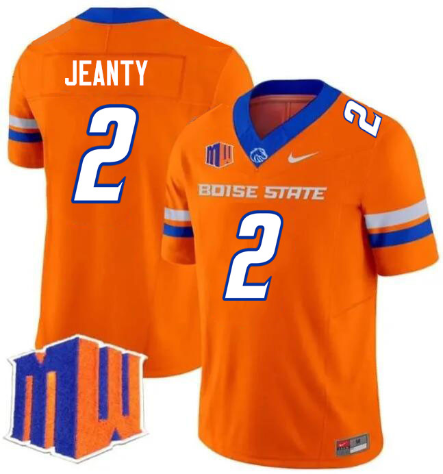 Ashton Jeanty Jersey, Boise State Broncos #2 Ashton Jeanty Football Jersey College Uniforms-Orange